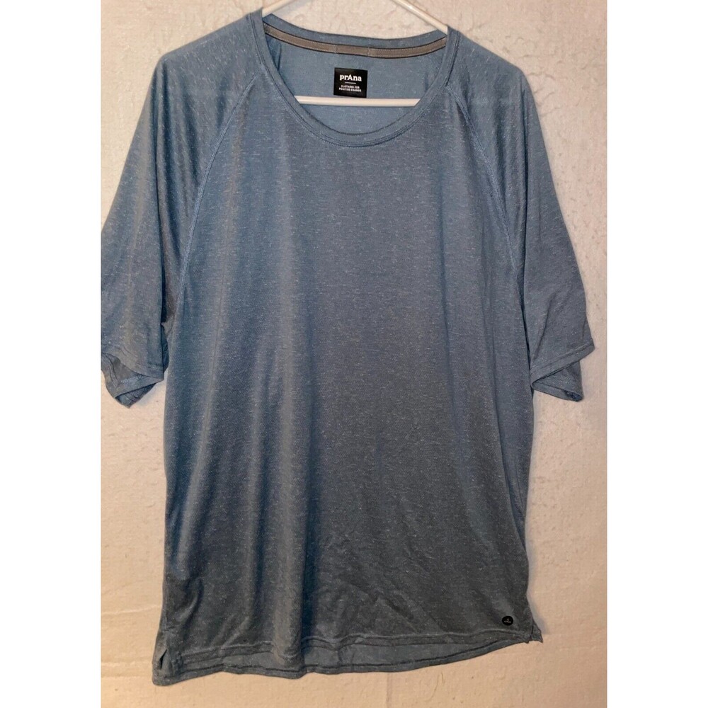 Prana T-Shirt Mens XXL Short Sleeve Crew Neck Casual Lightweight Blue Gray